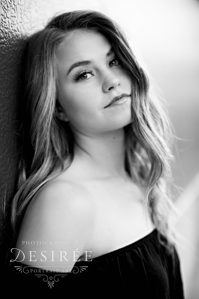 black and white urban image from high school senior session