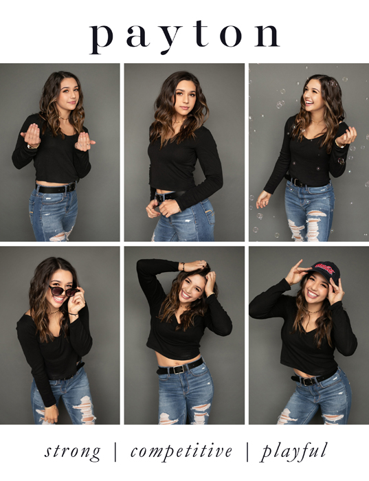 panel of adorable girl in distressed jeans showing off her personality