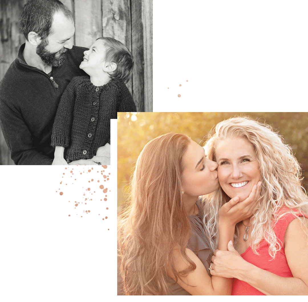 Two images of family photography taken by Photography by Desirée in Fort Collins Colorado